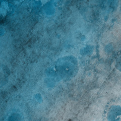 Colorful blue watercolor winter paper textures on white background. Chaotic abstract organic design.	