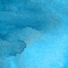 Colorful blue watercolor winter paper textures on white background. Chaotic abstract organic design.	