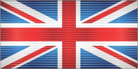 Shiny Grunge flag of the United Kingdom - Illustration,  Three dimensional flag of United Kingdom