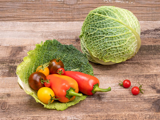 Savoy cabbage with vegetables.