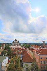 Naklejka na ściany i meble Panoramic view of Tallinn old town, Tallinn, Estonia