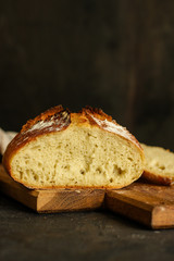 bread - freshly baked tasty pastries, menu concept. food background. copy space