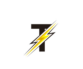 Flash T Letter Logo, Electrical Bolt Logo Vector