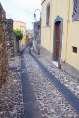 Street in Orosei town, Sardinia, Italy