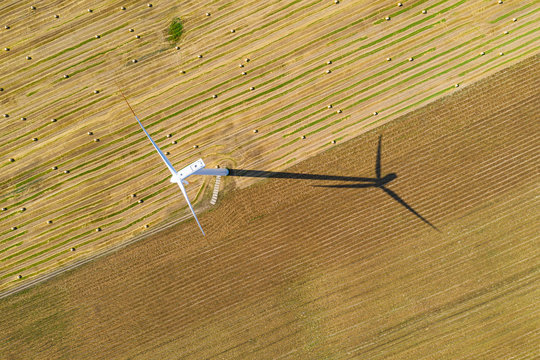 wind turbine on the arable field