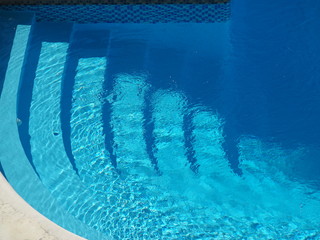 Steps to the swimming pool. View from above.