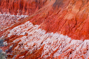 The Tsingy Rouge (Red Tsingy) is a stone formation of red laterite formed by erosion of the Irodo River in the region of Diana in northern Madagascar.