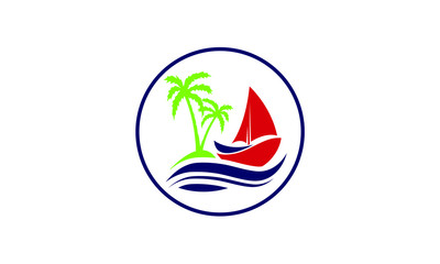 Cruise ship Logo Template vector icon illustration design, Ship logo, nautical sailing boat icon vector design, Sailing boat icon symbol, vector illustration, Ocean Ship - sign concept. Sea boat illus