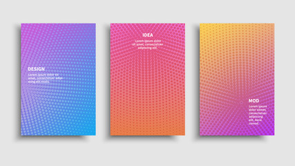 Vector set of bright colored templates in minimalist design Trendy geometric design. Vector half ton