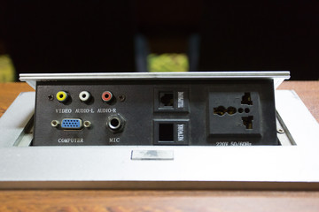 Obraz premium Multimedia system on table at meeting room