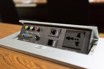 Fototapeta premium Multimedia system on table at meeting room