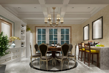 3d render of neo classic living room