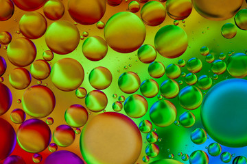 oil bubbles green colour macro background