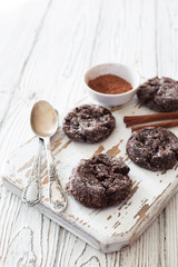 Chocolate homemade cookies close up