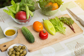 Ingredients for cooking vegetarian food. Organic farm autumn vegetables