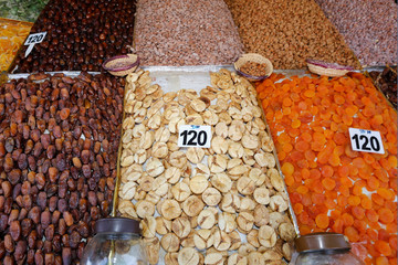Street food stall with fruits