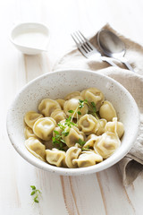 Homemade Meat Dumplings in white plate
