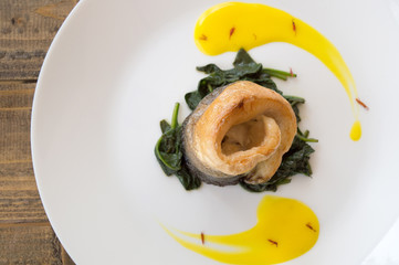 Baked fillet of sea bass