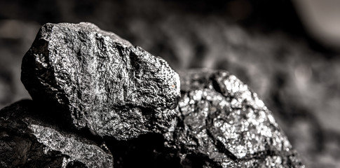 Top view of a coal mine mineral black for background. Used as fuel for industrial coke