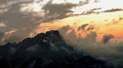 Mountain shrouded in clouds