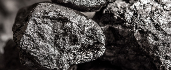 Top view of a coal mine mineral black for background. Used as fuel for industrial coke