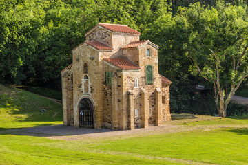Fototapeta na wymiar Oviedo, Spain. Palace chapel of San Miguel de Lillo, 860 (UNESCO World Heritage Site)