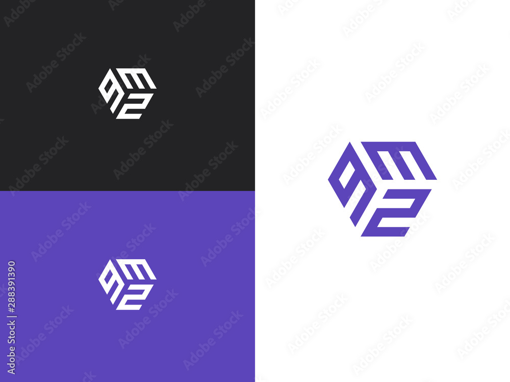 Wall mural combination number, stylish vector emblem for design