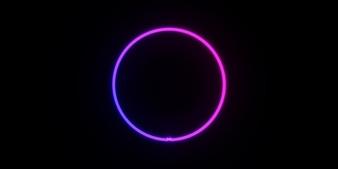 neon light circle frame on dark background