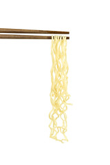instant noodles chopsticks isolated on white background with clipping path