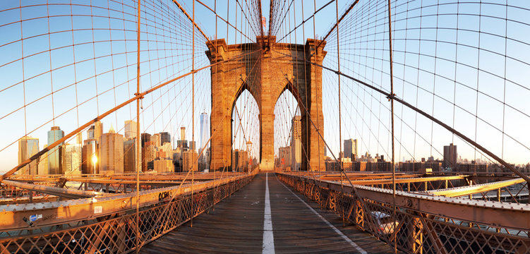 Fototapeta Miasto Nowy Jork z mostem brooklyńskim, lower manhattan, usa