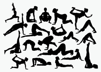 silhouettes of yoga vector
