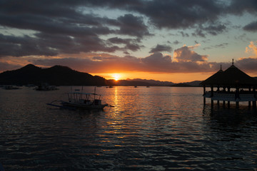 Fototapeta premium Sunset in El Nido and Bacuit Archipelago,Philippines