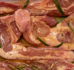  lamb meat with spices and olive oil