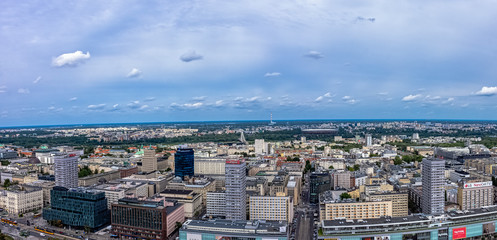 Panoramic view of Warsaw, Masovia, Poland on 14 ?August ?2019