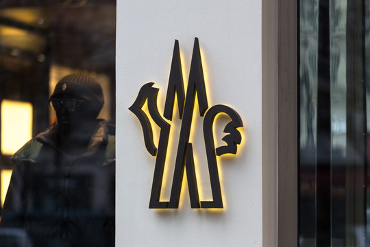 berlin, berlin/germany - 23 12 18: moncler store sign in berlin germany