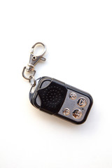Automatic door remote with keychain isolated on a white background