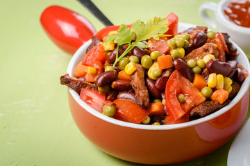 Tacos - delicious tortillas with meat and vegetables