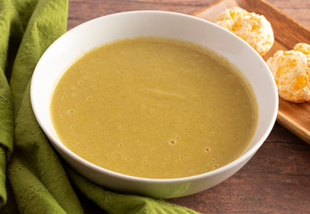Bowl of Broccoli and Cheddar Cheese Puree Soup