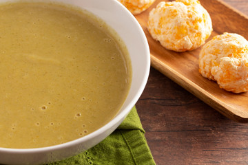 Bowl of Broccoli and Cheddar Cheese Puree Soup