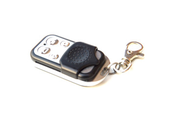 Automatic door remote with keychain isolated on a white background