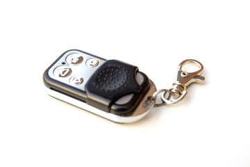 Automatic door remote with keychain isolated on a white background