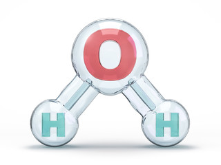 Water molecule. Ecology, biology and biochemistry concept. 3D