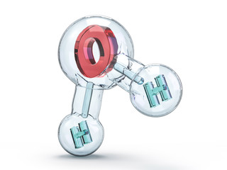 Water molecule. Ecology, biology and biochemistry concept. 3D