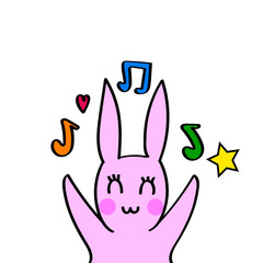 Children's illustration rabbit loves music