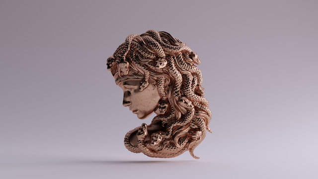 Bronze Medusa Bas Relief 3d illustration 3d render