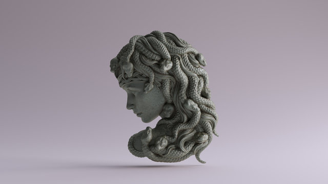 Old Bronze Medusa Bas Relief 3d illustration 3d render