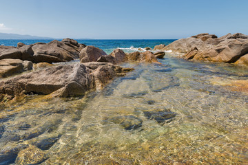 Ajaccio coast sea. Corsica island, France.