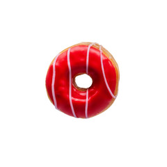 red donut with glaze isolated on white background