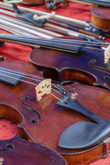Fototapeta premium Sale of violins in the city market