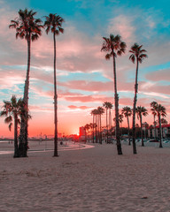 Long Beach Sunset - obrazy, fototapety, plakaty